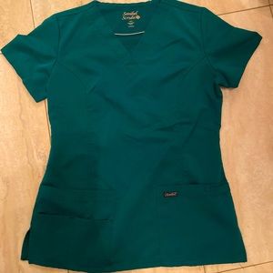 V-neck hunter green scrub top